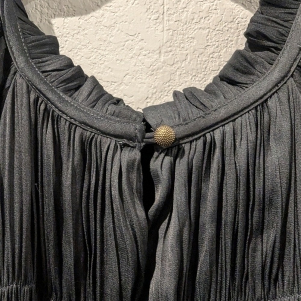 ANTHROPOLOGIE Maeve dress whimsey goth fairy size medium black ruffled polyester - Picture 4 of 6